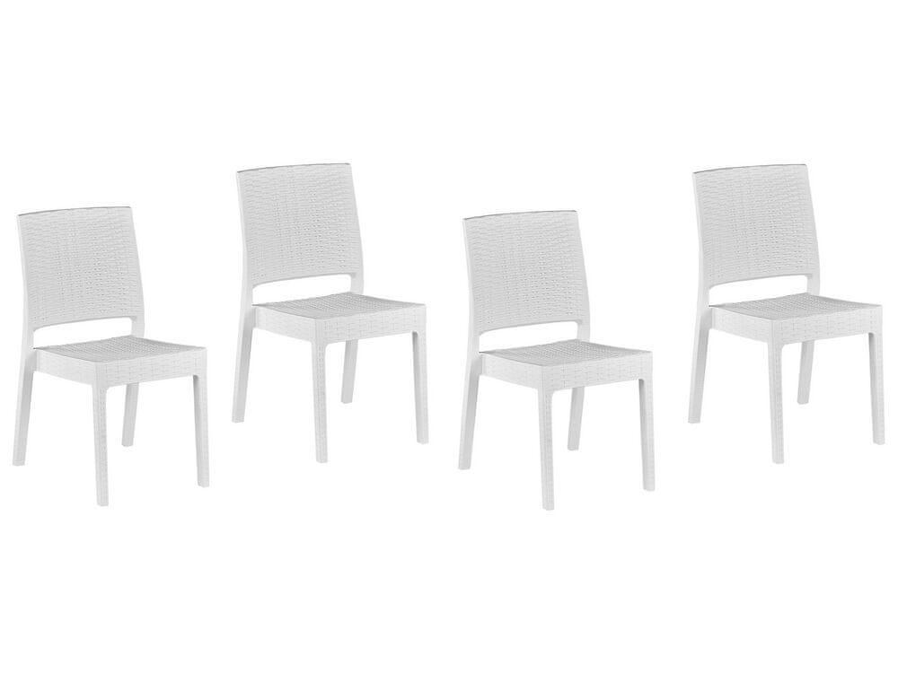 Beliani Sada 4 záhradných stoličiek v ratanovom vzhľade biela FOSSANO